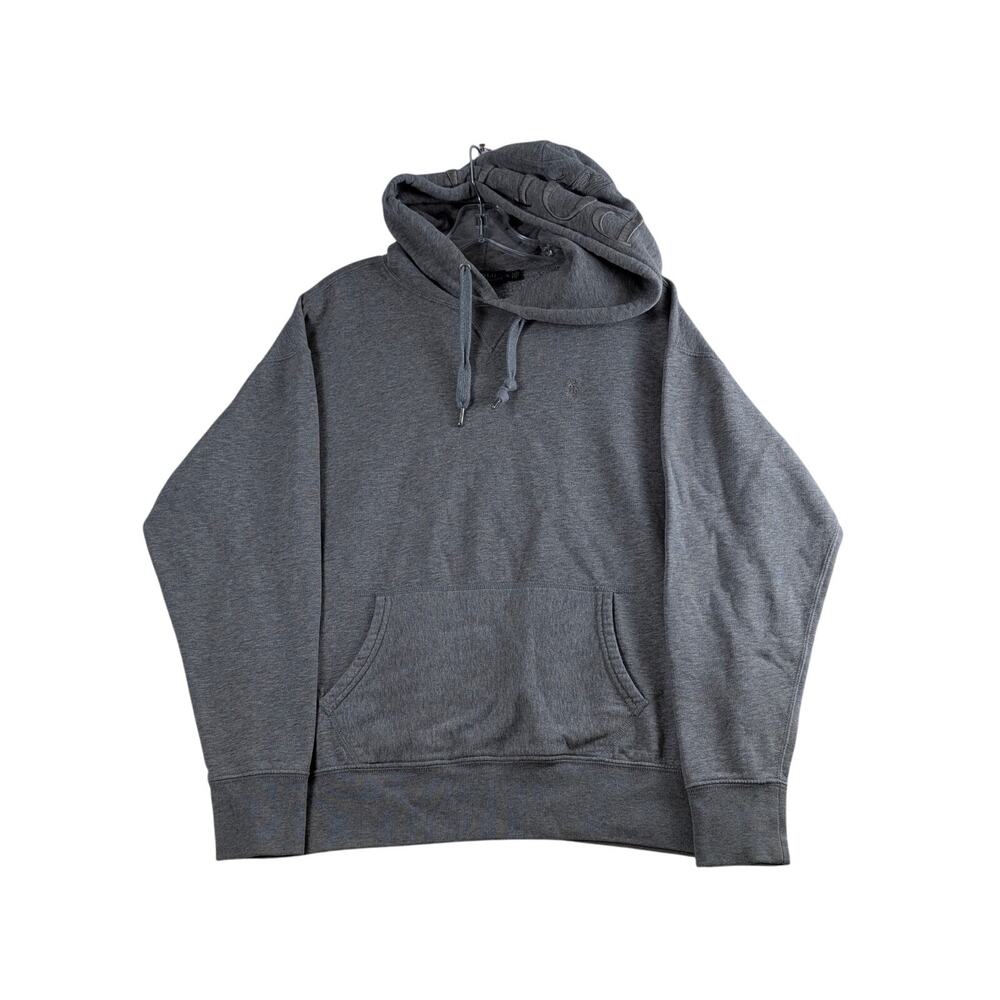 Polo‎ Ralph Lauren Mens Medium Pullover Sweatshirt Embroidered Hood Gray
